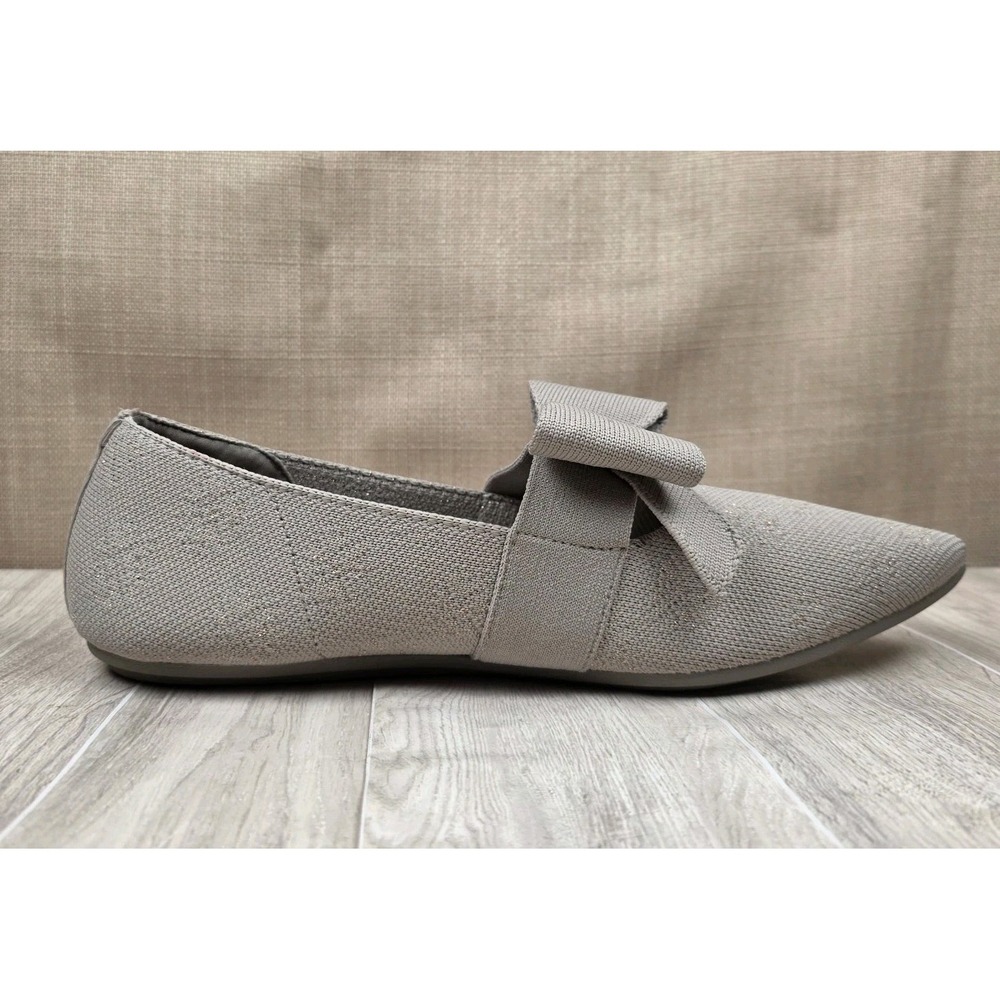 Skechers Cleo Point Womens 9 Classy  Taupe Bow Stretch Comfort Ballet Flats Boho - Picture 4 of 9